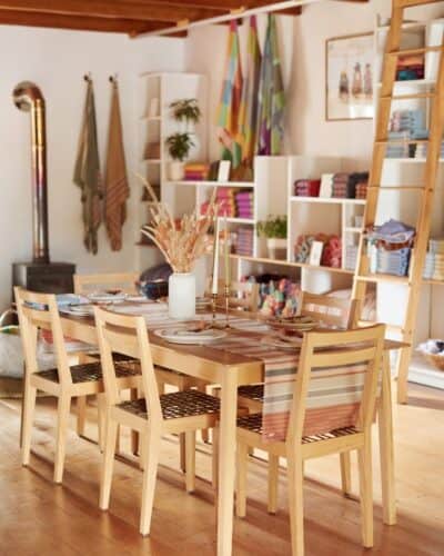 A set table at the Mungo Flag Ship store interior